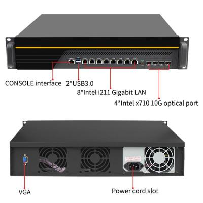 China Intel® C236 support XEON E3-1225V5 CPU firewall PC appliance 2U rackmount 8 LAN 4 ports 10G SFP fiber optical for sale