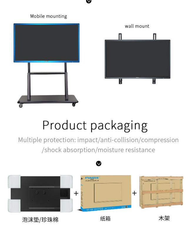 FVASEE IWB 75 Inch 4K Smart White Board Interactive Touch Flat Panel School Meeting Training IFP Machine