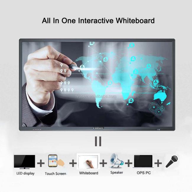 Portable Dual System 4K Large Touch Screen All-in-one PC Built In Speaker OPS Teaching Interactive Smart Board