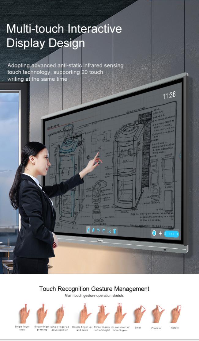 LCD 20 points touchscreen smart board FVASEE OEM Pizarra 65 Inch 4K 32G OPS Computador Smart Board Prices Other Boards