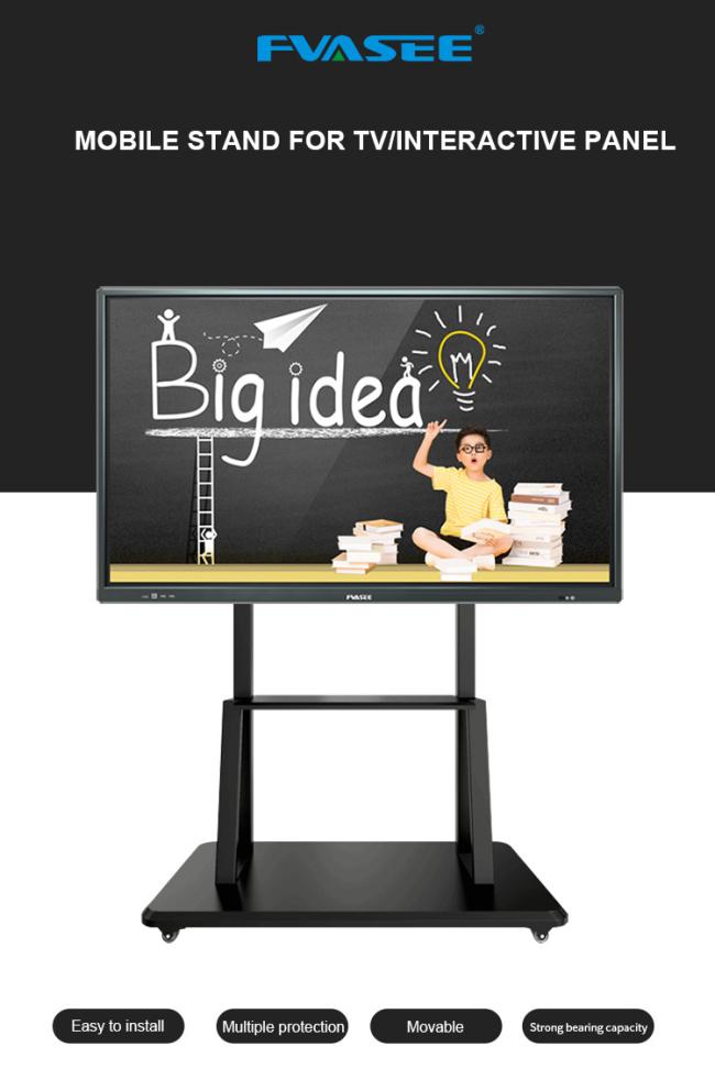 32 42 50 55 60 65 70 Inch AIO Interactive Displays Flat Panel Smart White Board TV Mobile Stand With Wheels