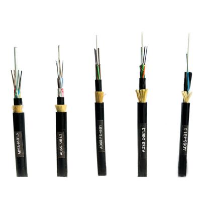 China Low Loss  ADSS Fiber Optic Cable 36 core G652D Strong tensile Double Sheath Jacket PE material  Aramid yarn for sale