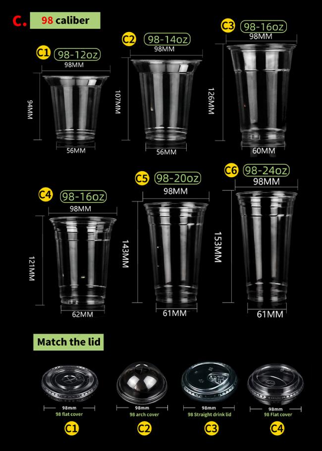 PET cup with various compatible lid options