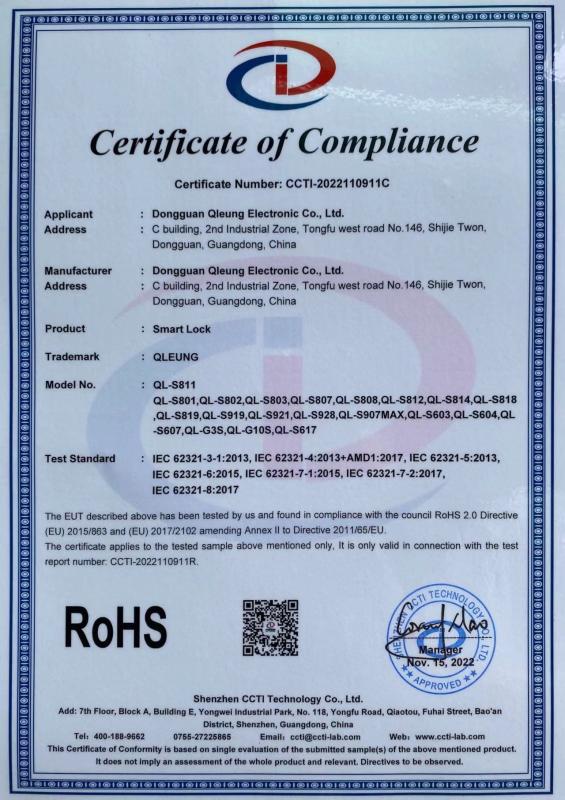 ROHS - Dongguan Qleung Electronic Co., Ltd.