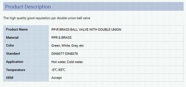 Ppr Male Union Ball Valve High Pressure Strong Quality Water Flow Control 1