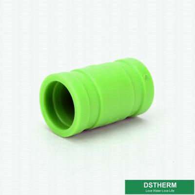 China Green Hollow Plastic Water Pipe Size 20-160 mm PPR Pipe Fittings Coupler Casting Technics for sale