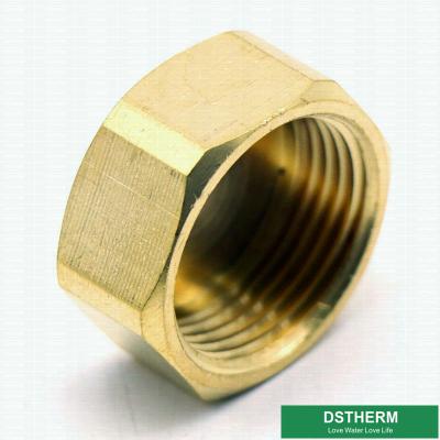China Brass Color Customized Logo Brass Hexagon Cap With Female Threads Pipe Fittings for sale