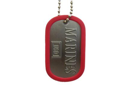 China Iron, Brass, Copper Marines Dog Tag, Aluminum Stamped Personalized Dog ID Tags With Silicon Silencer for sale
