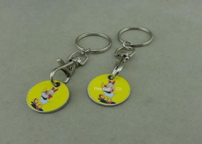 China Suppermarket Shopping Trolley Coin With Keyring / Customized Logo for sale