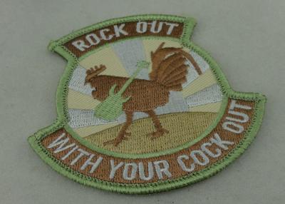 China Binding Edge Woven Custom Embroidery Patches / Rock Out Patch Badges for sale
