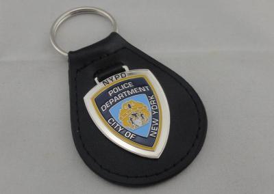China 1.5 mm Personalized Leather Keychains , City NY Leather Key Chain With Nickel Plating for sale