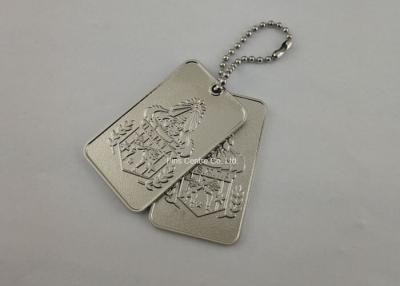 China Durable Iron Karate Dog Tags , Custom Bag Hanger Silver With Ball Chain for sale