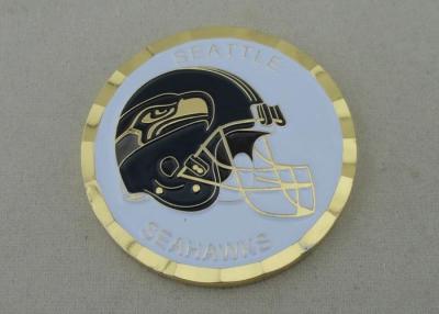 China Os Seattle Seahawks personalizaram moedas pelo bronze carimbado com borda e caixa da corda 1,75 polegadas à venda