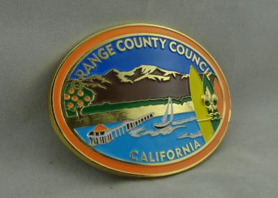 China California Orange County Council Custom Made Buckles With Gold Plating And Soft Enamel for sale