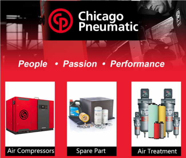 CPM30 Chicago Pneumatic Air Compressor 22KW 430kg With Slow Speed Pistons 1