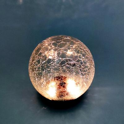 China Outdoor Solar LED Garden Light IP65 Waterproof Decorative Cracked Glass Ball 3 Sizes for sale