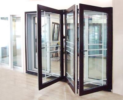 China Hurricane Impact PVC Folding Door With Grill Plastic Thermal Insulation for sale