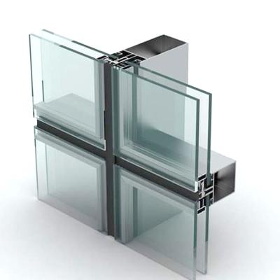 China Soundproof Curtain Wall System Tempered Double Glass Hidden Frame Aluminium Curtain Wall for sale