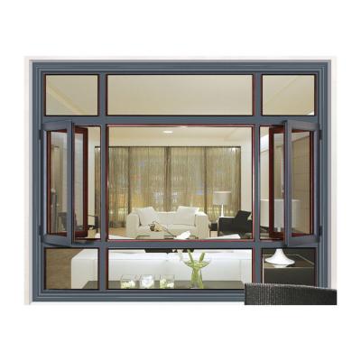 China NFRC Solid Wood Window Soundproof Stained Glass Clad Aluminium Casement Window for sale