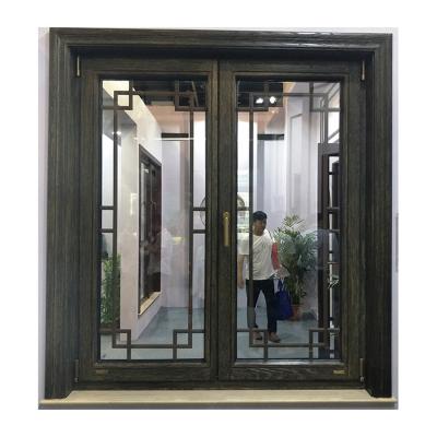 China Residential Casement Wooden Window Traditional Black Swing Out Window for sale