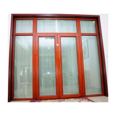 China Europe Solid Wood Entrance Door Triple Tempered Glass Double Front Entry Door for sale