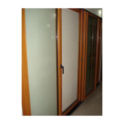 China Curved Glass Wooden Fold Door Bifold Custom Interior Plexiglass Door for sale