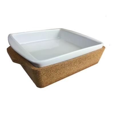 China Ceramic dish with cork tray/cork base for sale