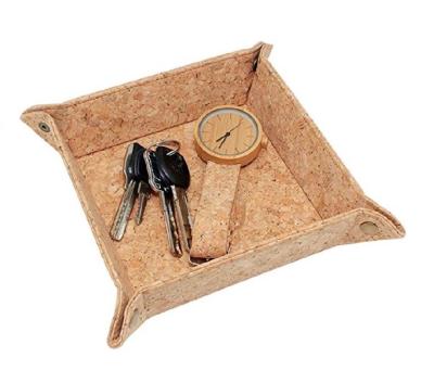 China Eco-Friendly Vegan 8'' Natural Cork Tray for Jewelry, Key Phone, Coin Box Storage for sale