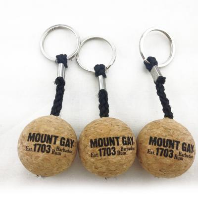 China Amazon Hot Sell 60mm Cork Ball Floating Keyring in Navy Blue Color and Customized Size for sale