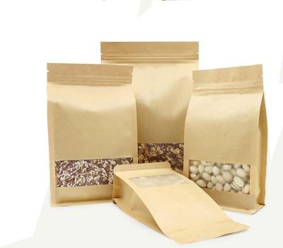China Coffee Beans Packaging Bags Kraft Paper Zipper Pouch With Window for sale