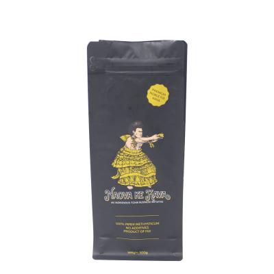 China 500g Flat Bottom Coffee Bean Packaging Bag Zip Top  Customized Logo for sale