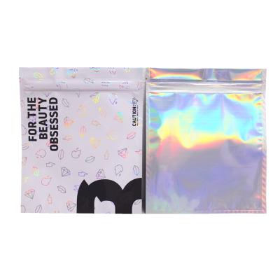 China 1-10 Colors Print Custom Mylar Bag Hologram Ziplock Bag For Makeup for sale