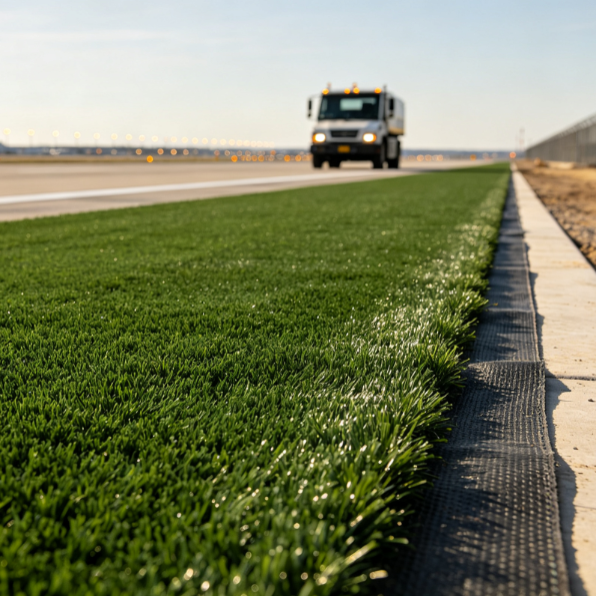Close-up view of 40mm pile height artificial turf with reinforced backing