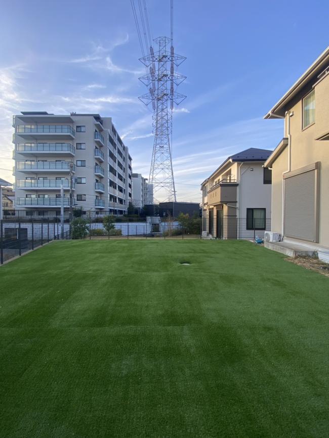 Dogs playing on K9 artificial turf in commercial pet facility