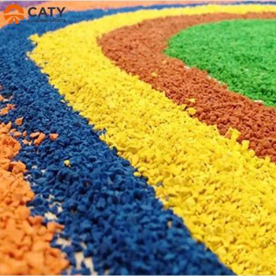 Chine Granules de caoutchouc EPDM de couleur ROHS pour les terrains de jeux/pistes de course/jogging à vendre