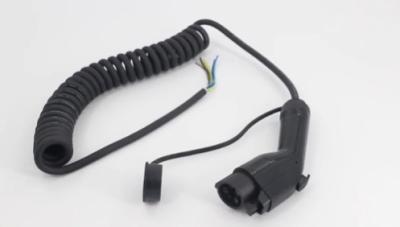 China Tethered Type 1 Charging Cable 32A 7.2kW Spiral Coiled EV Cable for sale