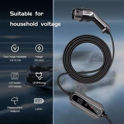 China Ev Charging Cable 6A Adjustable Electric Car Charger Type 2 Portable for sale