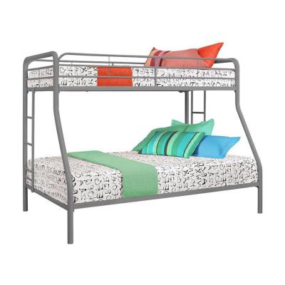 China Home White Metal Double Bunk Bed Frame With Secured Side Ladder for sale