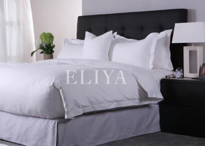 China White Luxury Hotel Bed Linens Cotton Sateen Dobby Stripe Sheet Set 200TC - 1000TC for sale