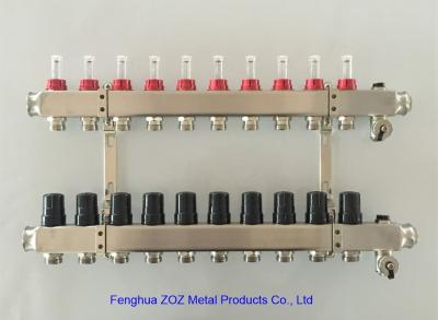 China 10 Port Stainless Steel 304 Underfloor Heating Manifold Set , China OEM Stainless Steel Manifold for Floor Heating for sale