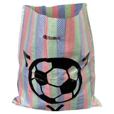 中国 PP Woven Color Strip Football Bag With Calendar Printing Used As Shopping Bag 販売のため