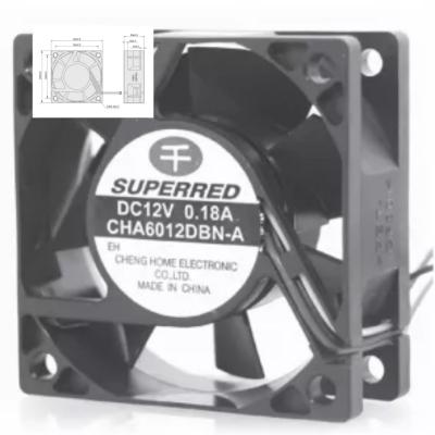 China Warmer / Microwave / Refrigerator DC Cooling Fan AWG26 Lead Wire Black 60x60x25 12V Fan for sale