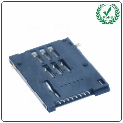 China Tipo del empuje de 6+2 Pin Sim Card Adapt Slot Push con el conector diagonal de la columna del interruptor en venta