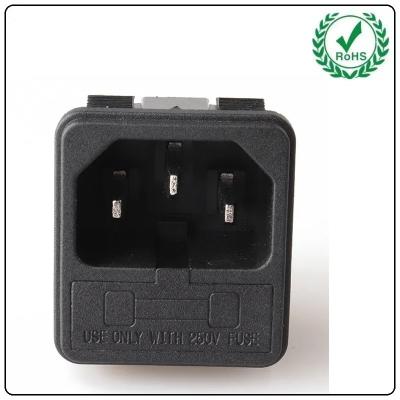 China C14 Ac Power Socket Black Socket With 10A Fuse 250V Inlet Male Connector Standard Grounding Easy Life for sale