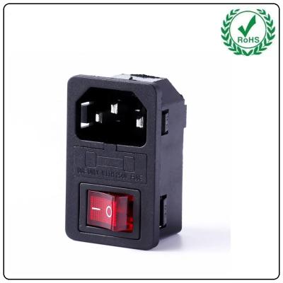China AC Power Socket Inlet Electrical Plug C8 Type Connector with rocker switch for sale