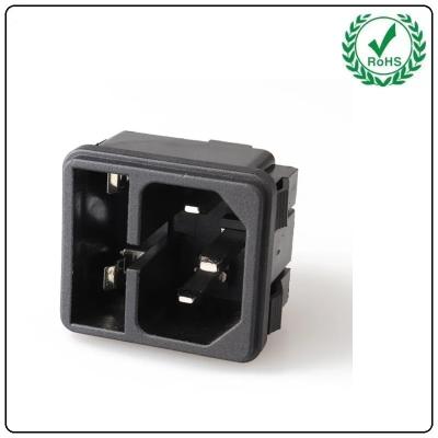 China Ac Power Socket With Fuse 3pin Inlet Panel Mount Connector LZ-14-F2-3P 10A 250V Electrical Outlet Connection Electric Us for sale