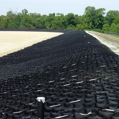 China 100% Virgin HDPE Black Perforated Geocell Ground Grid Geoweb Soil Stabilizer for sale