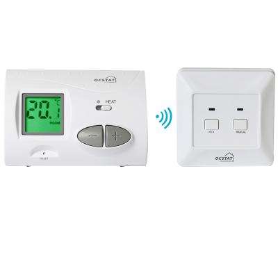 China 868Mhz White Electronic Large Button Digital Room Thermostat For Underfloor Heating for sale