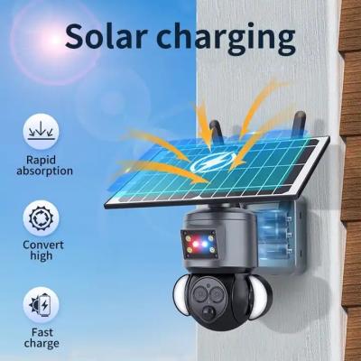 China IP66 12X Zoom Solar Battery Powered Floodlight PTZ Camera Bullet Security Wifi Camera for sale