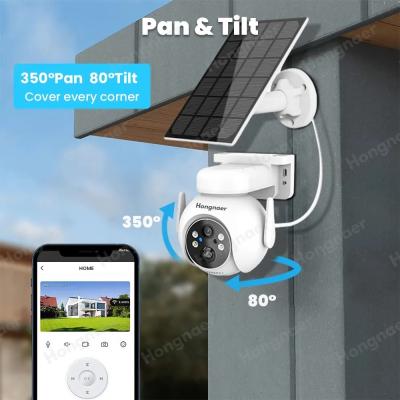 China 4MP HD Solar Powered Home Security Camera Color Night Vision Wifi Solar CCTV Camera Google Assistant for sale